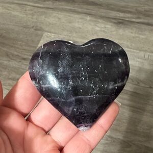 Polished Heart-Shaped Fluorite Stone in Deep Purple